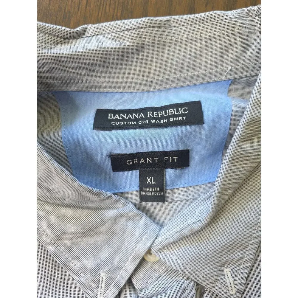 Banana Republic Shirt Mens XL Grant Fit Blue Long Sleeve Button 100%‎ Cotton